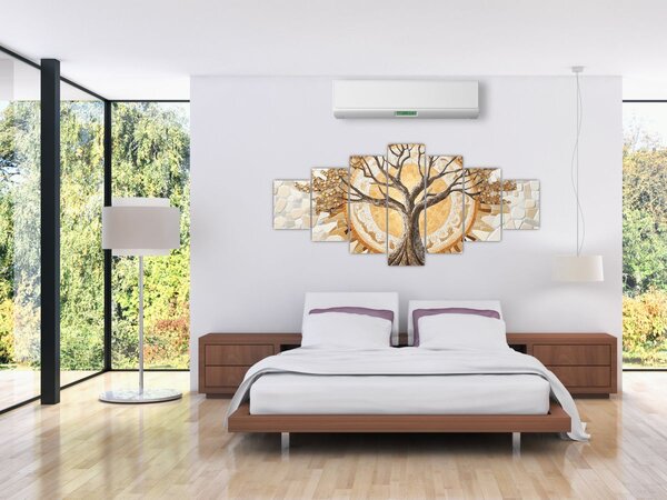 Obraz - Zlatý strom života v mozaice (210x100 cm)