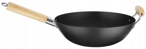 PÁNEV WOK Hendi Hluboká z uhlíkové oceli s dřevěnou rukojetí 32 cm