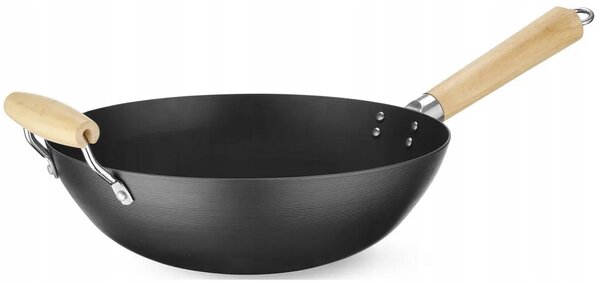 PÁNEV WOK Hendi Hluboká z uhlíkové oceli s dřevěnou rukojetí 32 cm