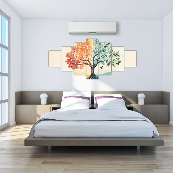 Obraz - Duální strom s motýlem (210x100 cm)