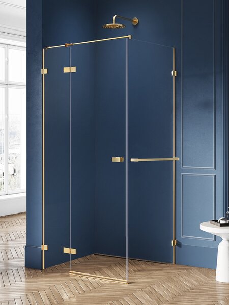 New Trendy Avexa Gold Brushed sprchový kout 100x90 cm obdélníkový zlatá kartáčovaný/průhledné sklo EXK-3019