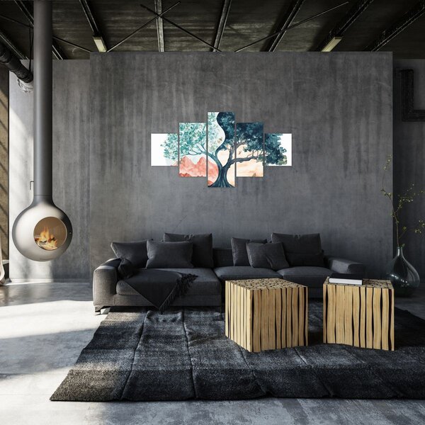 Obraz - Akvarelový strom plný života (125x70 cm)