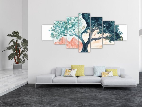 Obraz - Akvarelový strom plný života (210x100 cm)