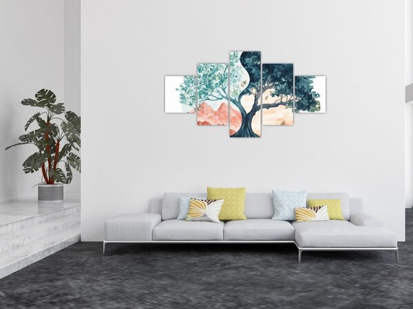Obraz - Akvarelový strom plný života (125x70 cm)