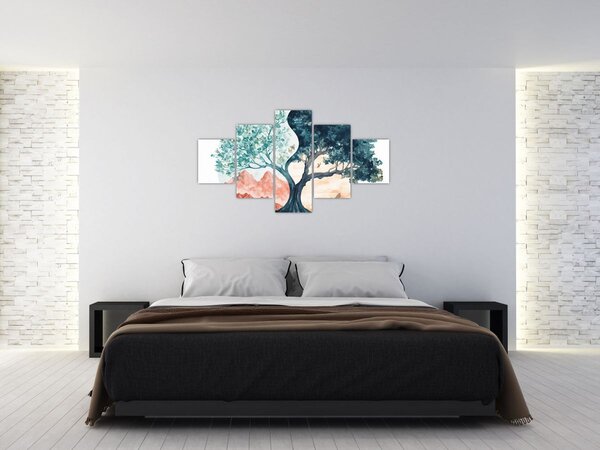 Obraz - Akvarelový strom plný života (125x70 cm)