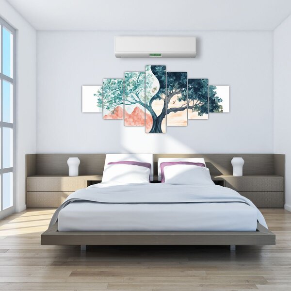 Obraz - Akvarelový strom plný života (210x100 cm)