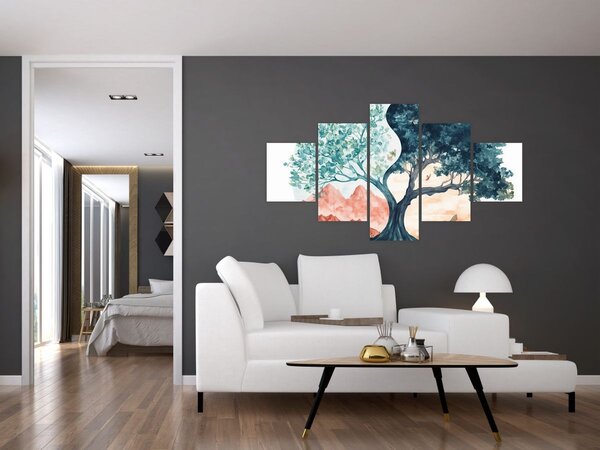 Obraz - Akvarelový strom plný života (125x70 cm)