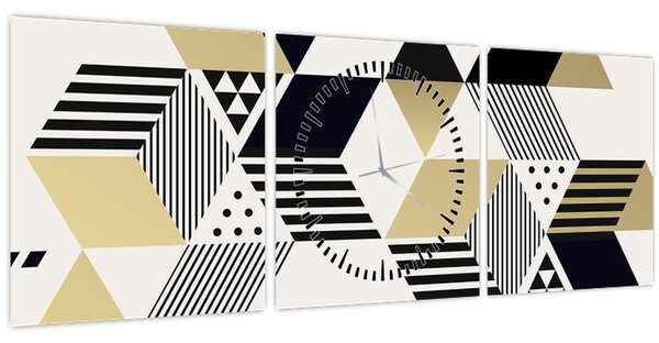 Obraz - Geometrické tvary N⁰1 (s hodinami) (90x30 cm)