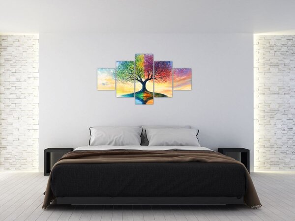 Obraz - Malovaný strom ročních období (125x70 cm)