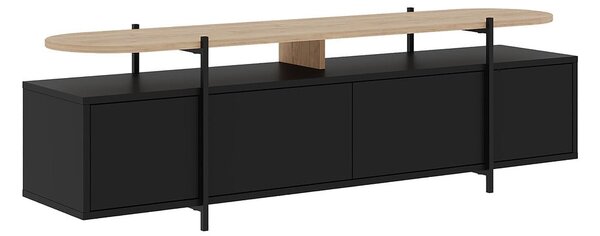 Černý TV stolek v dekoru dubu 160x48 cm Hinoa – Marckeric