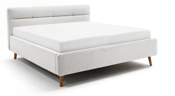 Světle šedá čalouněná dvoulůžková postel s úložným prostorem s roštem 180x200 cm Lotte – Meise Möbel