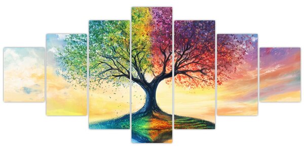 Obraz - Malovaný strom ročních období (210x100 cm)