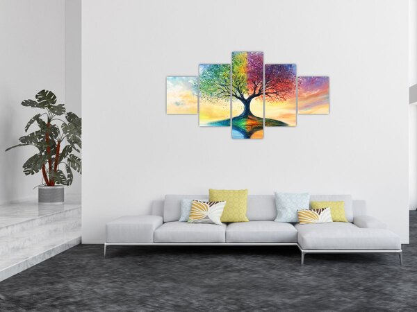 Obraz - Malovaný strom ročních období (125x70 cm)