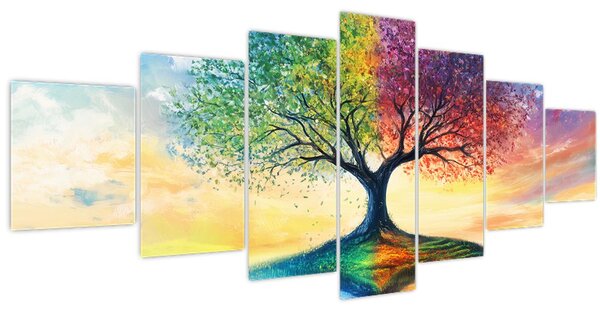 Obraz - Malovaný strom ročních období (210x100 cm)