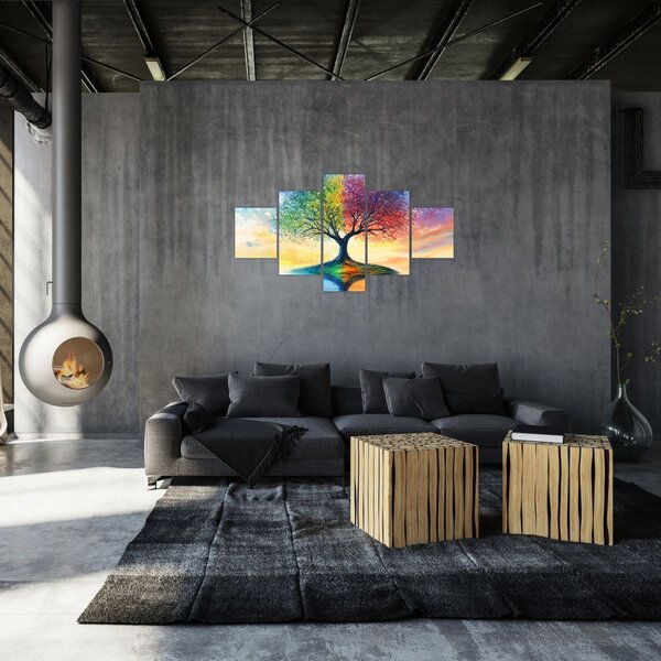 Obraz - Malovaný strom ročních období (125x70 cm)