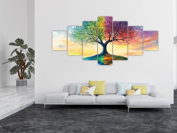 Obraz - Malovaný strom ročních období (210x100 cm)