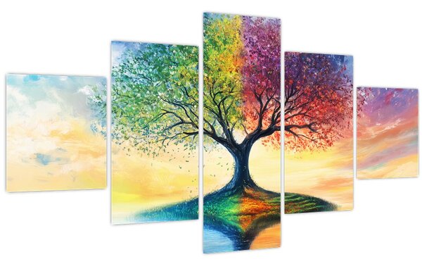 Obraz - Malovaný strom ročních období (125x70 cm)