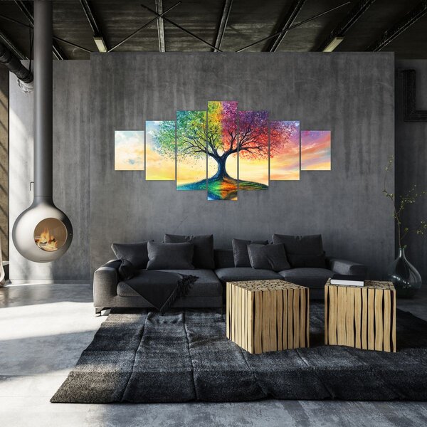 Obraz - Malovaný strom ročních období (210x100 cm)