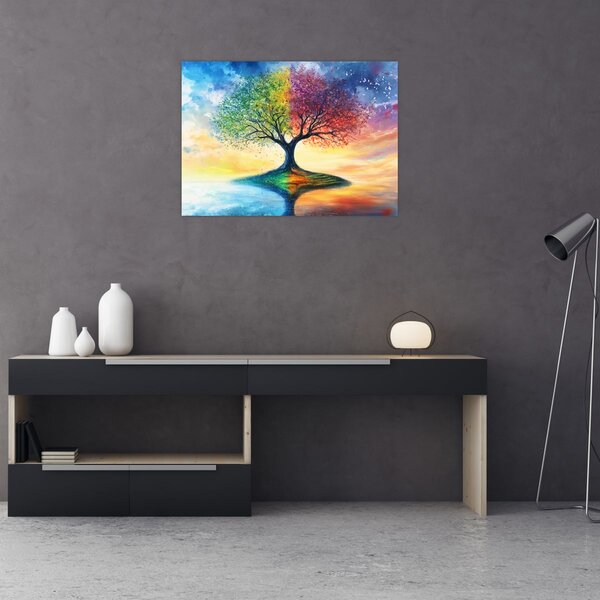 Obraz - Malovaný strom ročních období (70x50 cm)