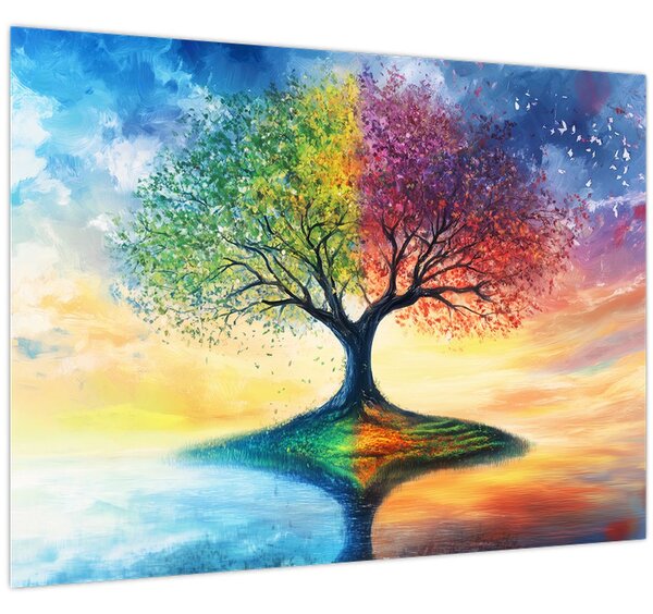 Obraz - Malovaný strom ročních období (70x50 cm)