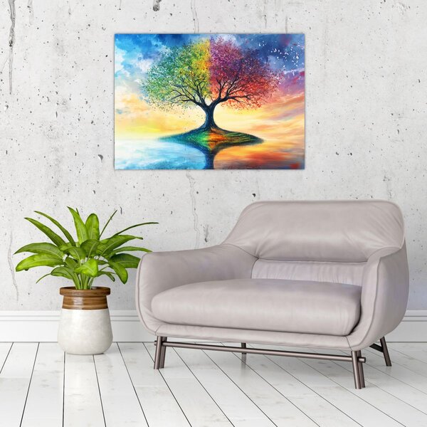 Obraz - Malovaný strom ročních období (70x50 cm)