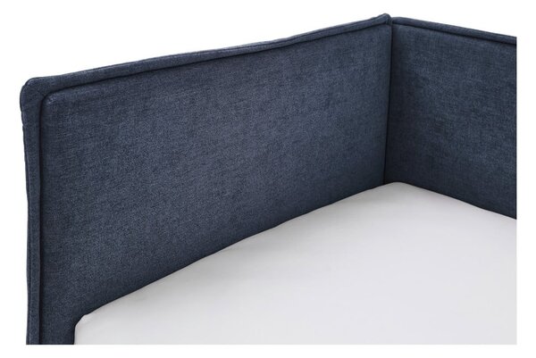 Tmavě modrá čalouněná rohová dětská postel s úložným prostorem s roštem 90x200 cm Fun – Meise Möbel