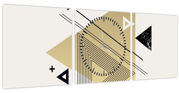 Obraz - Geometrické tvary N⁰4 (s hodinami) (90x30 cm)