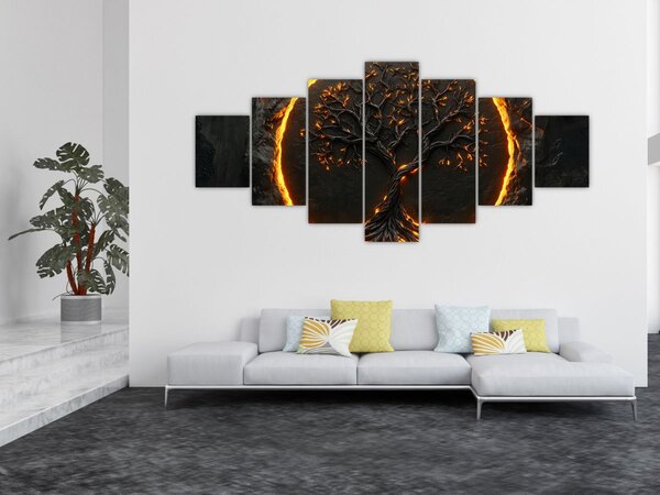Obraz - Strom života v lávě II. (210x100 cm)