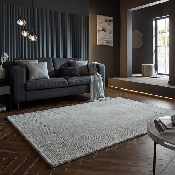 Šedobéžový ručně tkaný vlněný koberec 120x170 cm Border – Flair Rugs