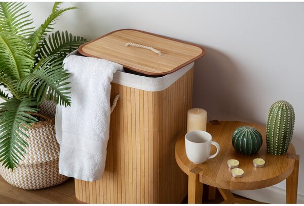 Bambusový koš na prádlo v přírodní barvě 78 l Bamboo – Compactor