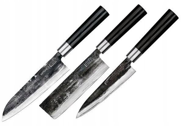 SADA 3 KUCHYŇSKÝCH NOŽŮ SANTOKU UNIVERZÁLNÍ NAKIRI SAMURA SUPER 5 AUS-10