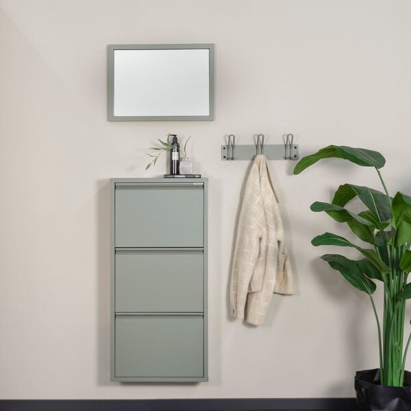 Šedozelený kovový výklopný botník 50x103x15 cm Billy – Spinder Design