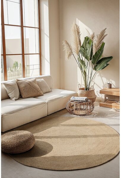 Slonovinový oboustranný jutový kulatý koberec ø 140 cm Braided – Hanse Home
