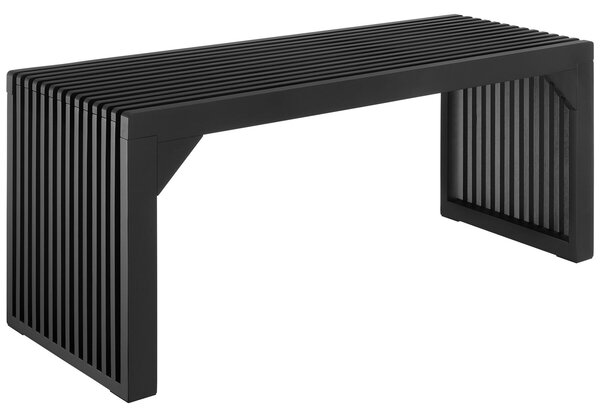 Tectake Stolička/lavička Ribb, lamelový vzhled, nosnost až 350 kg - černá