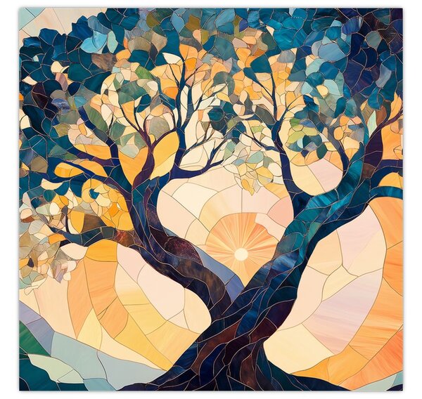 Obraz - Mozaika - slunce a strom II. (30x30 cm)