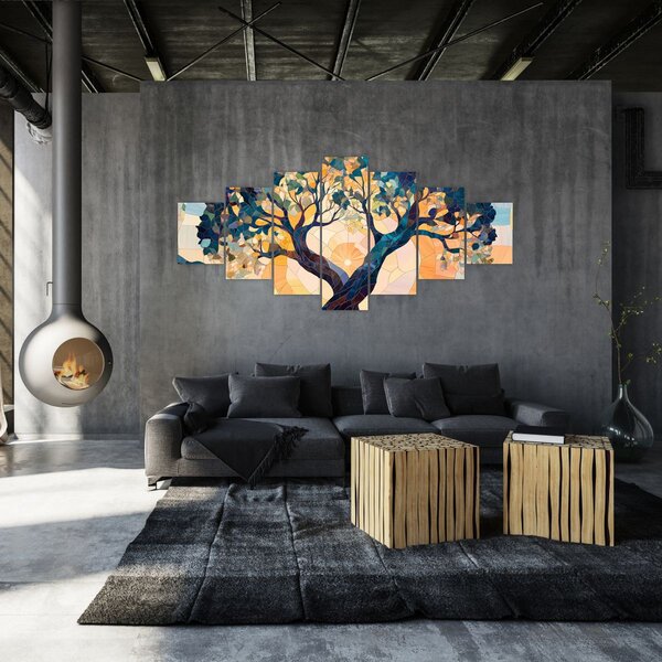 Obraz - Mozaika - slunce a strom II. (210x100 cm)