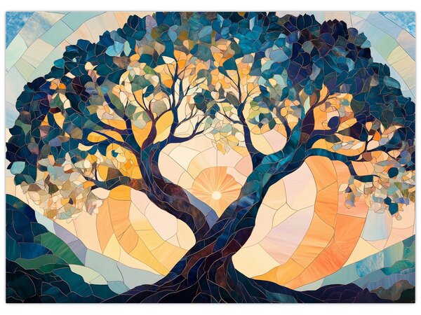 Obraz - Mozaika - slunce a strom II. (70x50 cm)