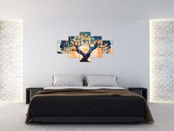 Obraz - Mozaika - slunce a strom II. (125x70 cm)