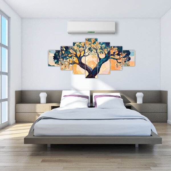 Obraz - Mozaika - slunce a strom II. (210x100 cm)