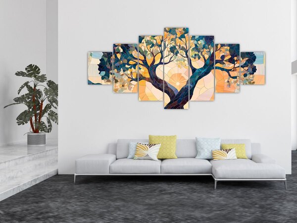 Obraz - Mozaika - slunce a strom II. (210x100 cm)