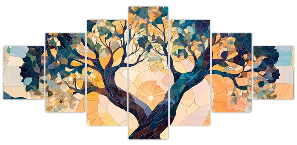 Obraz - Mozaika - slunce a strom II. (210x100 cm)