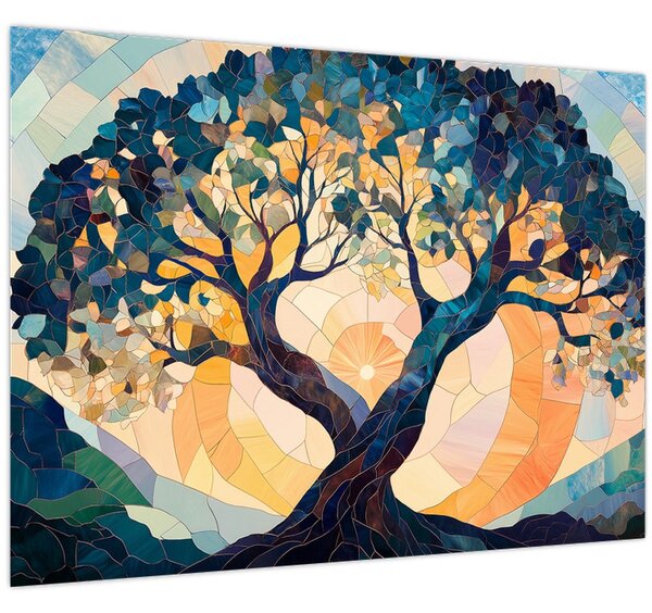 Obraz - Mozaika - slunce a strom II. (70x50 cm)
