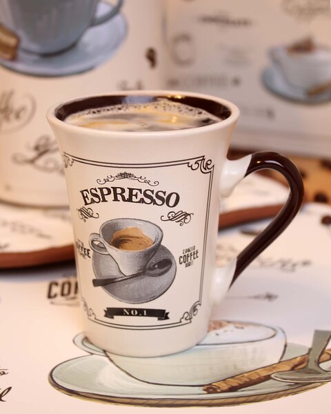 Keramický hrnek na espresso TORO 80ml MIX motivů café bistro