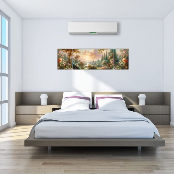 Obraz - Pávi v zahradě (170x50 cm)