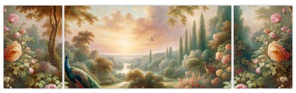 Obraz - Pávi v zahradě (170x50 cm)