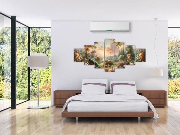 Obraz - Pávi v zahradě (210x100 cm)