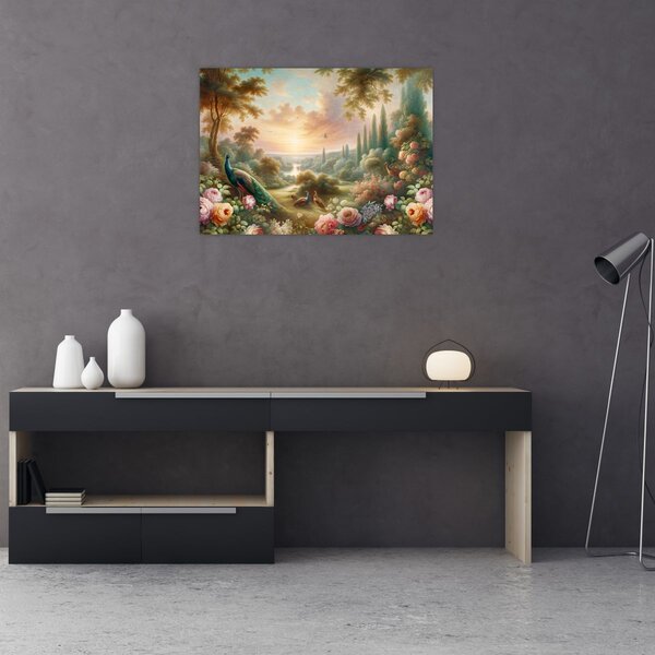 Obraz - Pávi v zahradě (70x50 cm)
