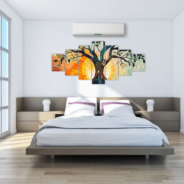 Obraz - Mozaika - slunce a strom I. (210x100 cm)