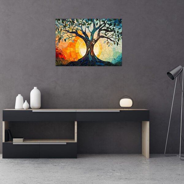 Obraz - Mozaika - slunce a strom I. (70x50 cm)