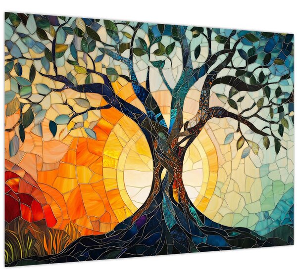 Obraz - Mozaika - slunce a strom I. (70x50 cm)